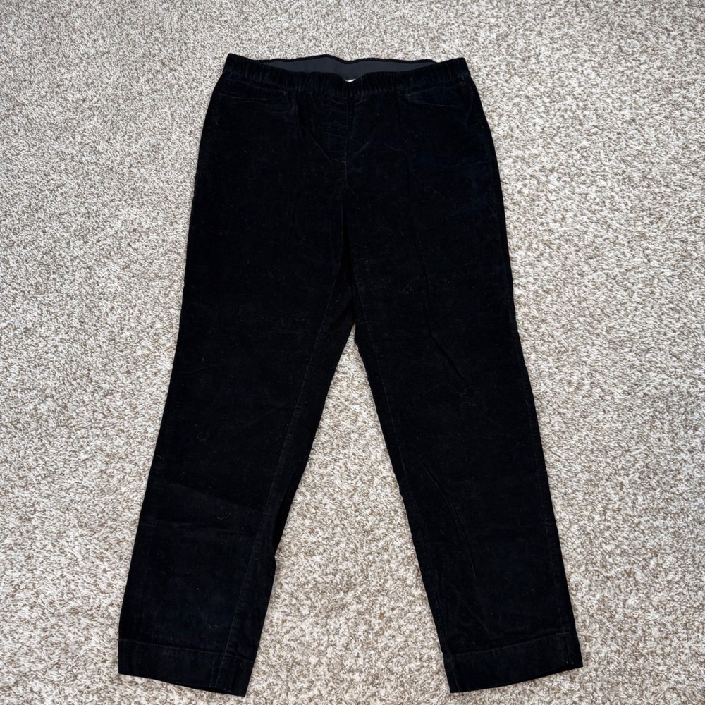 J. Jill Corduroy Pants Womens 12 Black Elastic Waist Straight Leg Casual